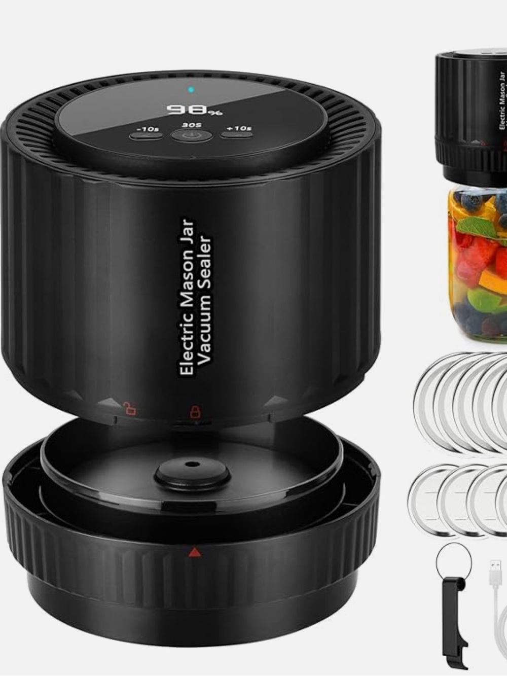 Electric Mason Jar Vacuum Sealer - Black